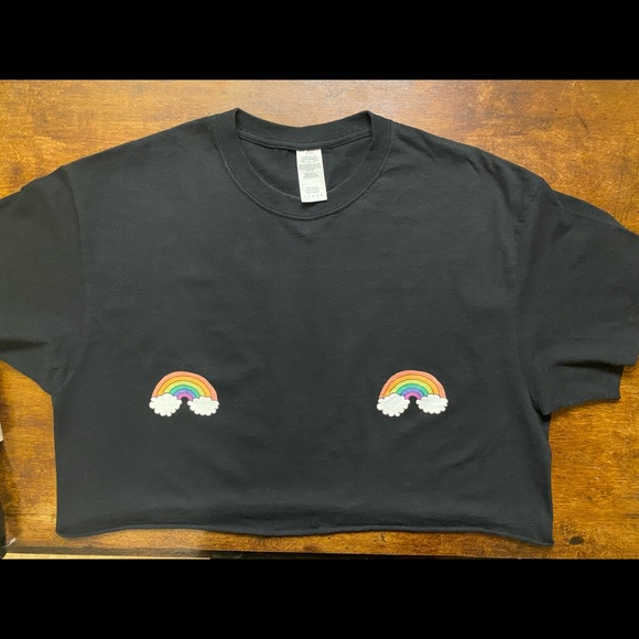 Rainbow Pastie Crop Tee - Picture 2 of 3
